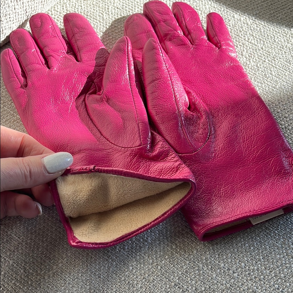 🩷💜Paris Pink Beret and Gloves Set sz M-L - Picture 7 of 12